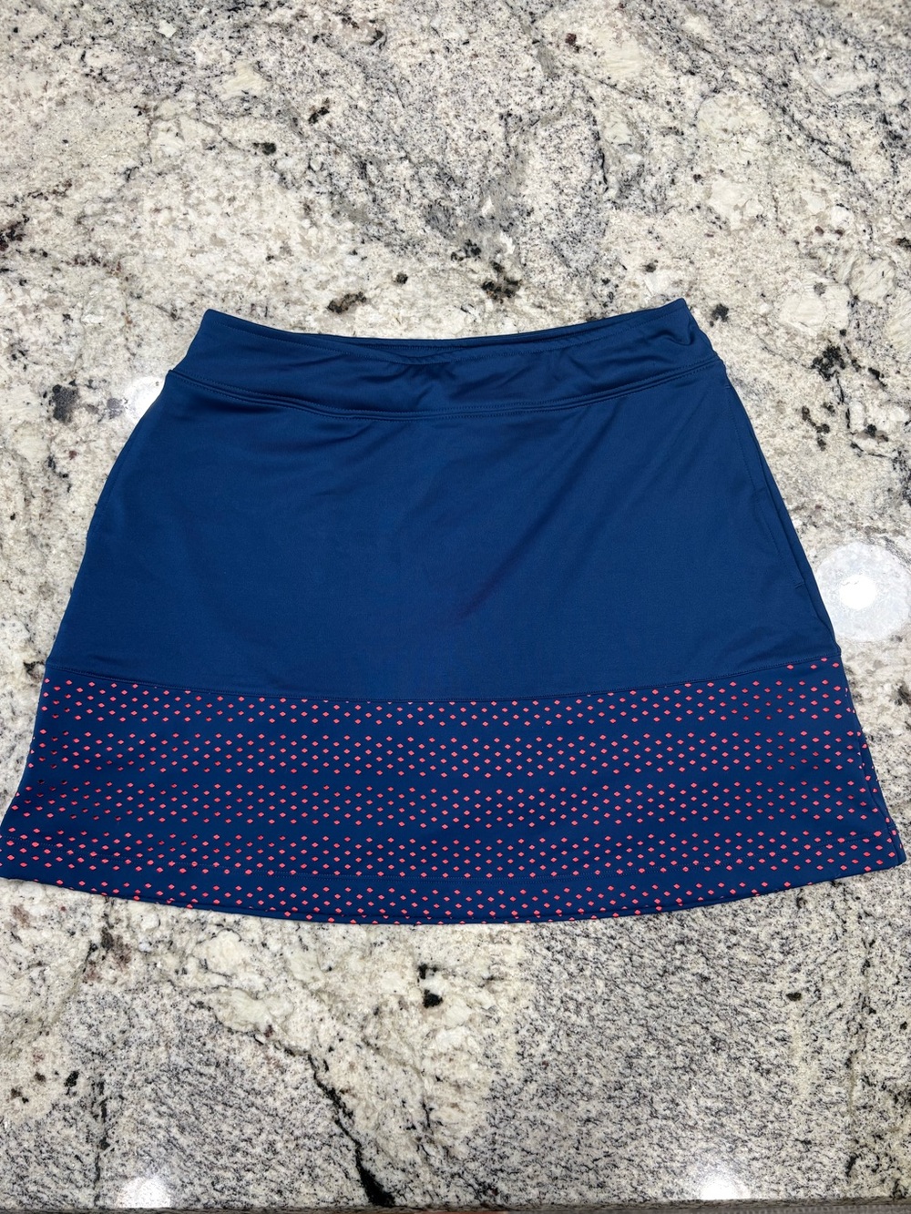 🔥New🔥 Lady Hagen Navy Skirt with neon orange Polka Dot Trim and under layer